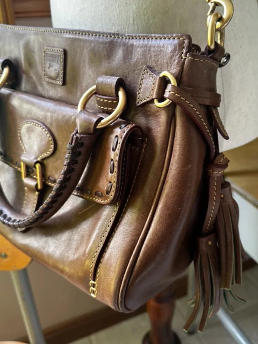 Dooney & Bourke Florentine Leather Satchel Purse, Brown